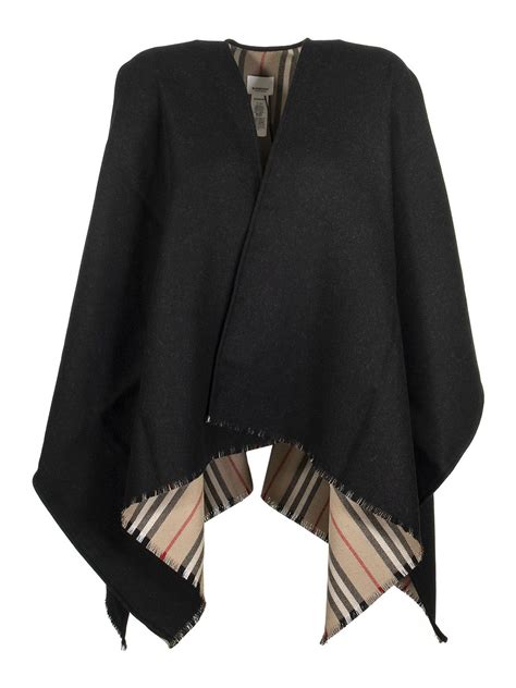 Burberry Icon Stripe Detail Wool Cape 